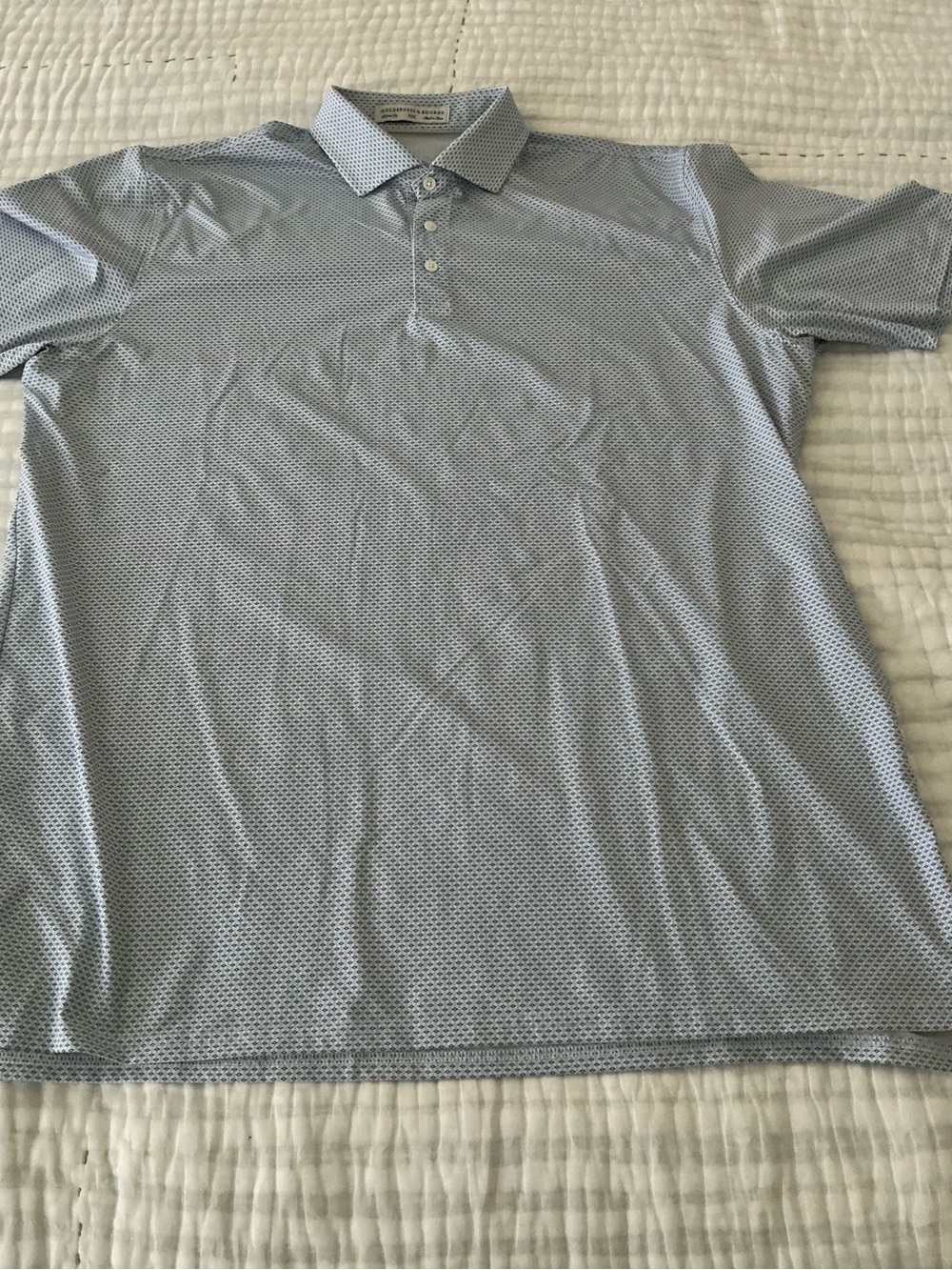 Men's Light Blue Micro-Pattern Polo Shirt by